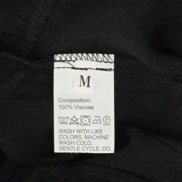 NWT | Black Tiered Ruffle Short Sleeve V-Neck Dress Zipper & Pockets | Medium - Picture 4 of 5